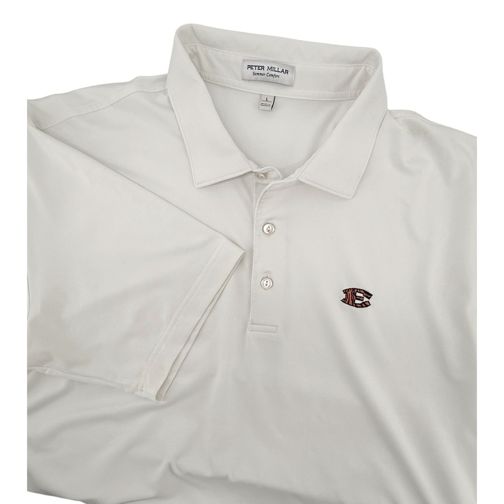 Peter Millar Summer Comfort Mens Large Emerald Bay White Tiger Logo Polo Shirt